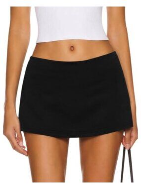 Y2K Low Rise Micro Mini Skort with Built-in Shorts Stretchy Going Out Skirt